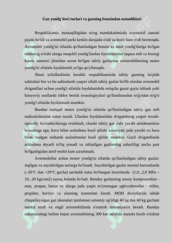Avtotransport korxonalarida metan gaz ballonlaridan foydalanishdagi texnik xavfsizlik talablari 2