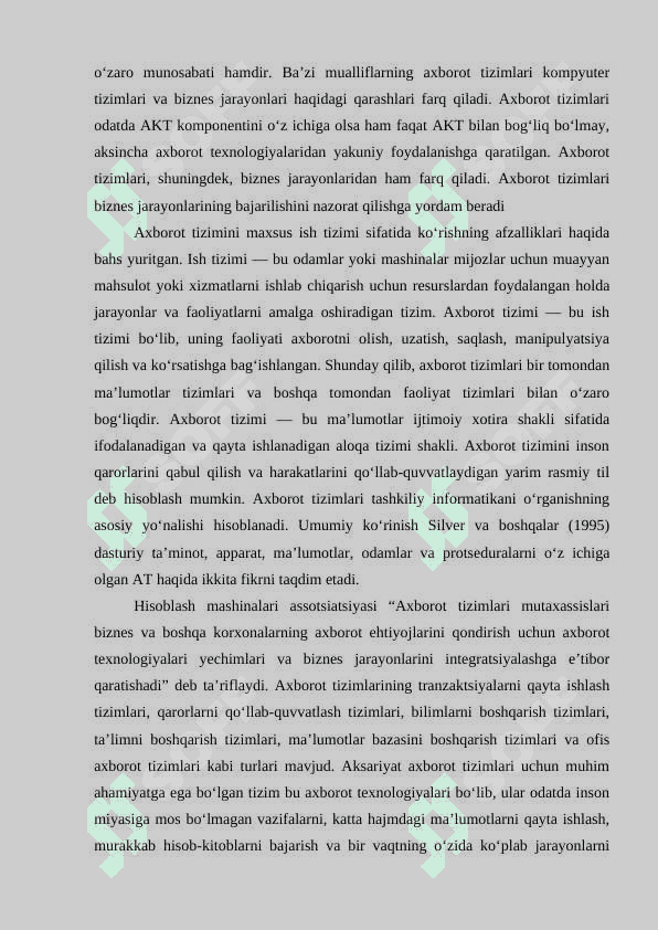 Ma’lumotlar bazasi va MBBT 3
