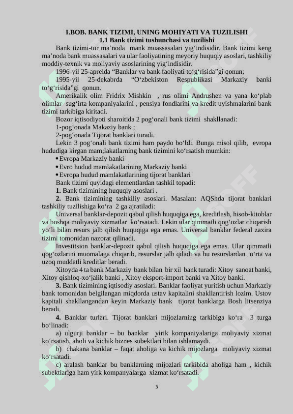 TIJORAT BANKLARI VA ULARNING VAZIFALARI 5