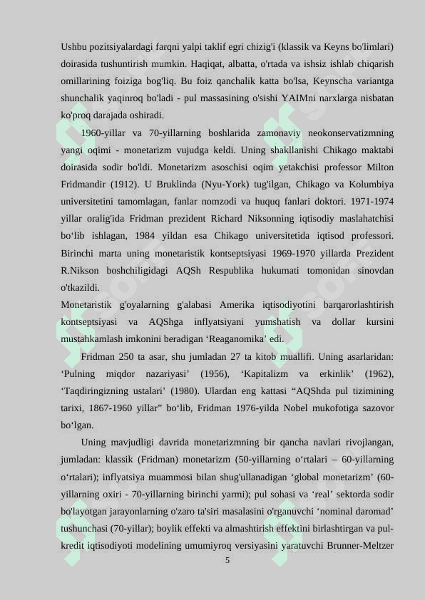 Monetarizm. Institutsionalizm. Neoliberalizm rivojlanishi 6