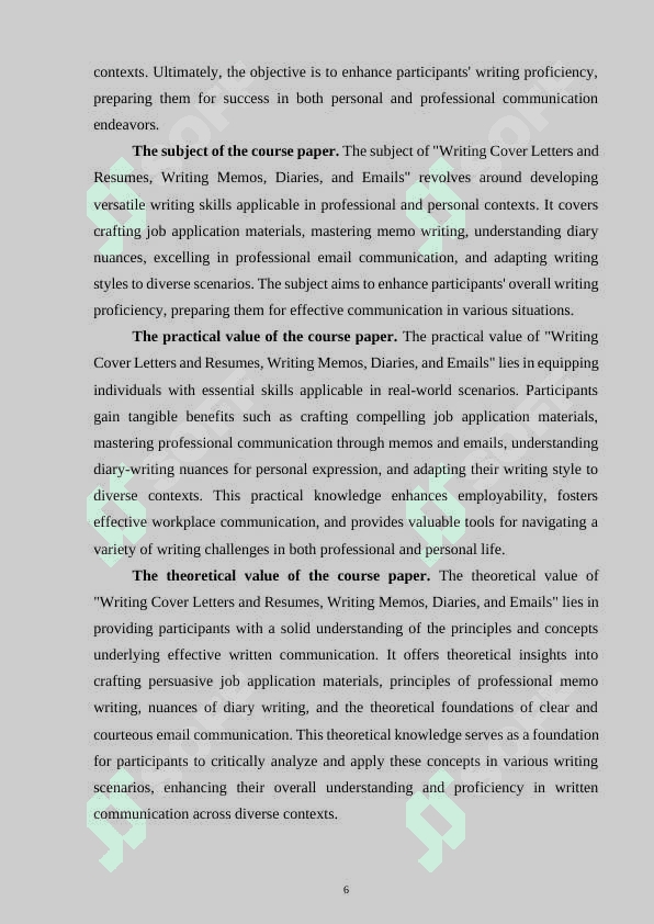 Writing Cover Letters and Resumes Writing Memos, Diaries and Emails 6