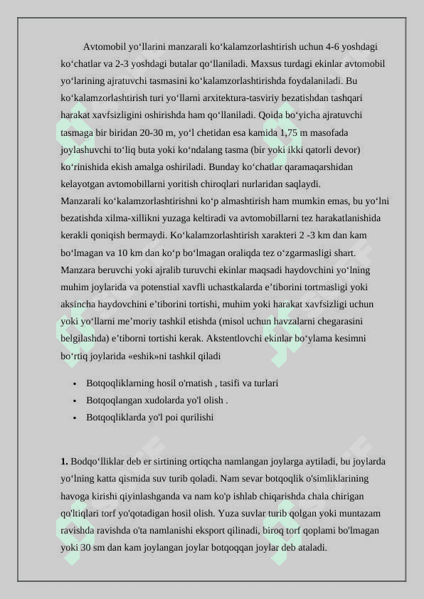 Avtomagistral yo’llarning o‘ziga xosliklari 2