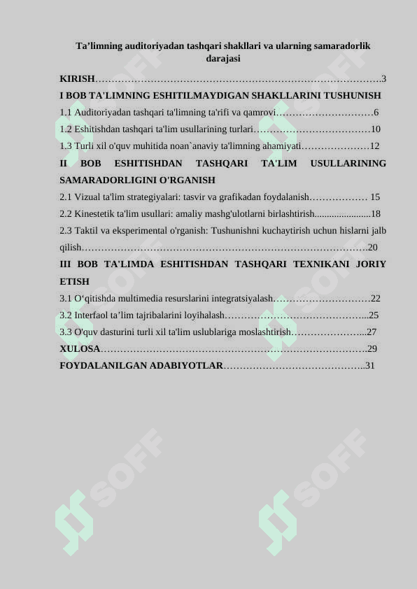 Taʼlimning auditoriyadan tashqari shakllari va ularning samaradorlik darajasi 2