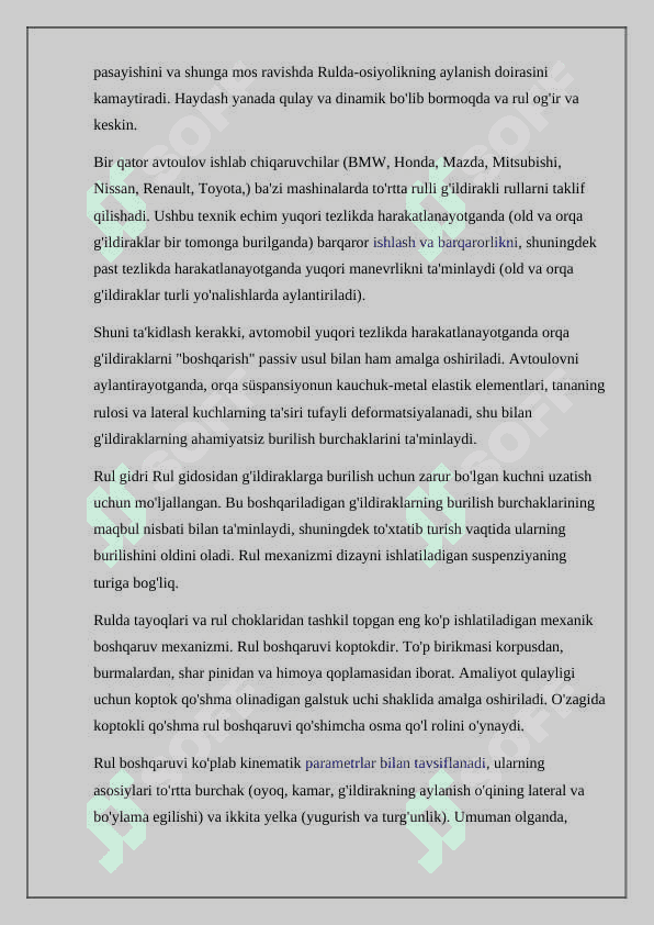 Avtomobillarning rul boshqarmasi 3