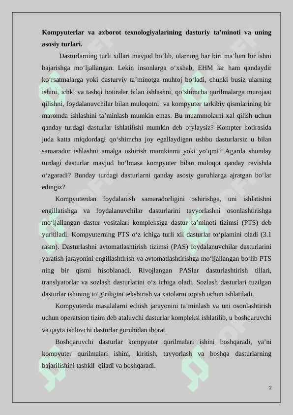 Axborot komplekslarining texnik va dasturiy ta’minoti 2