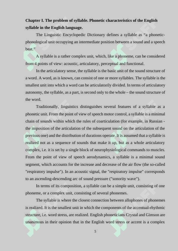 Syllabic structure of the English words 5