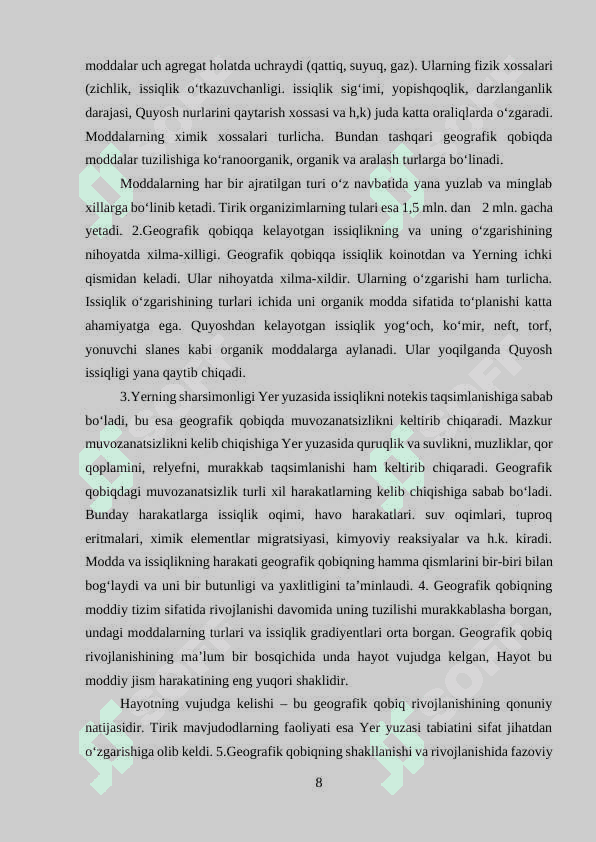 “Geografik qobiq va uning xususiyatlari” 8