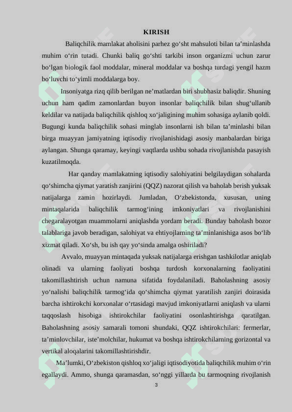 “O`zbekistonda baliqchilik xo`jaligining rivojlanishi ” 3