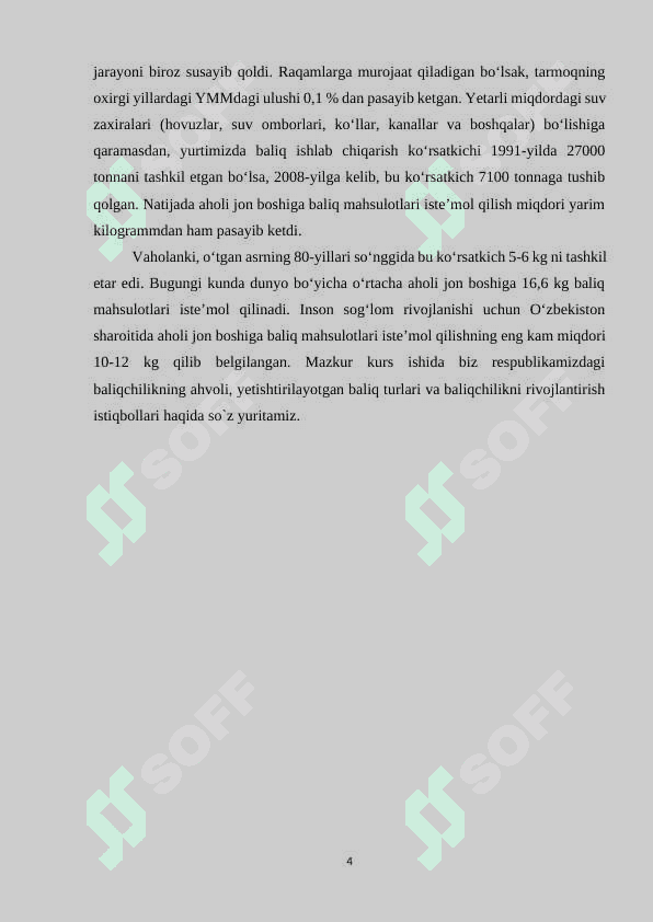 “O`zbekistonda baliqchilik xo`jaligining rivojlanishi ” 4