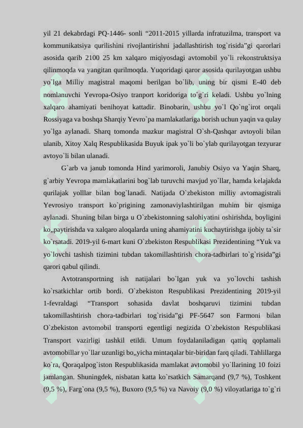 “O`zbekistonda Avtomobil Transportining rivojlanishi ” 8