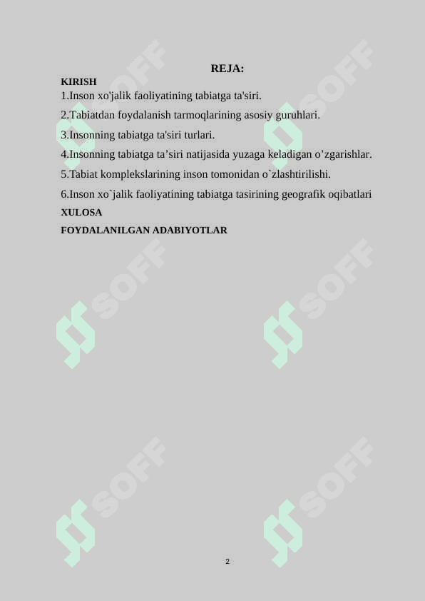 “Insonning tabiatga ta`siri haqida umumiy tushuncha” 2