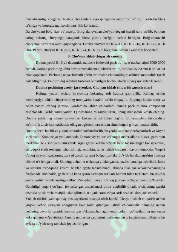 Cho’yan olishda kechadigan asosiy fizik-kimyoviy jarayonlar 4