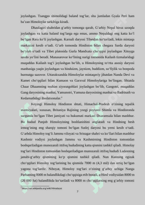 Baland osiyo tabiiy geografik rayoni gidrografiyasiga tavsif 7