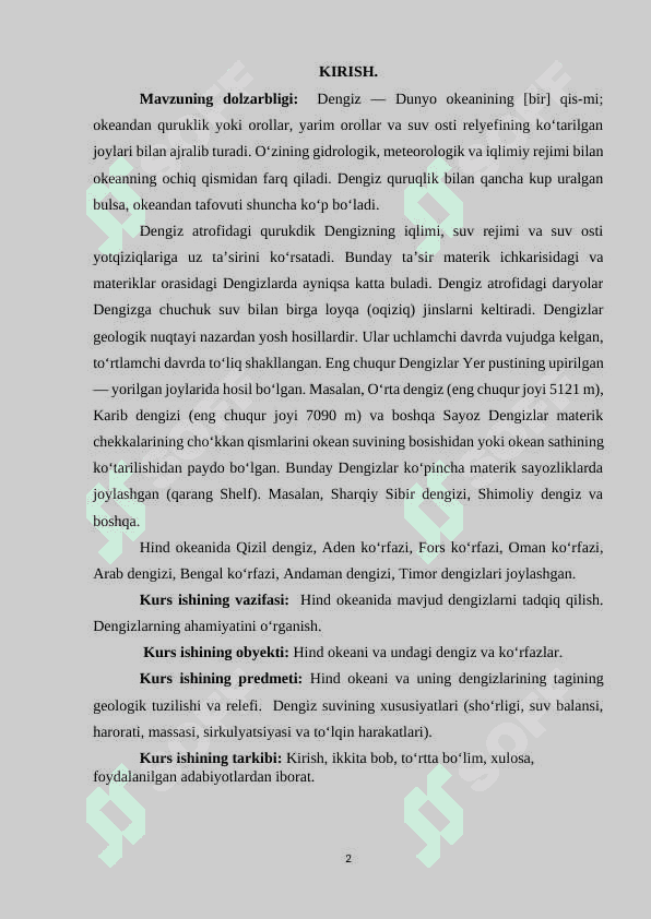Hind okeani dengizlariga tabiiy geografik tavsif 2