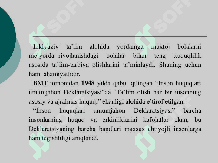 INKLYUZIV TA‟LIMNING  HUQUQIY ASOSLARI 5