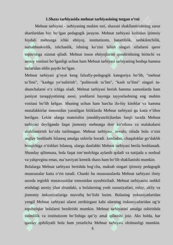 SHAXS TARBIYASIDA MEHNAT TARBIYASINING TUTGAN OʻRNI 5