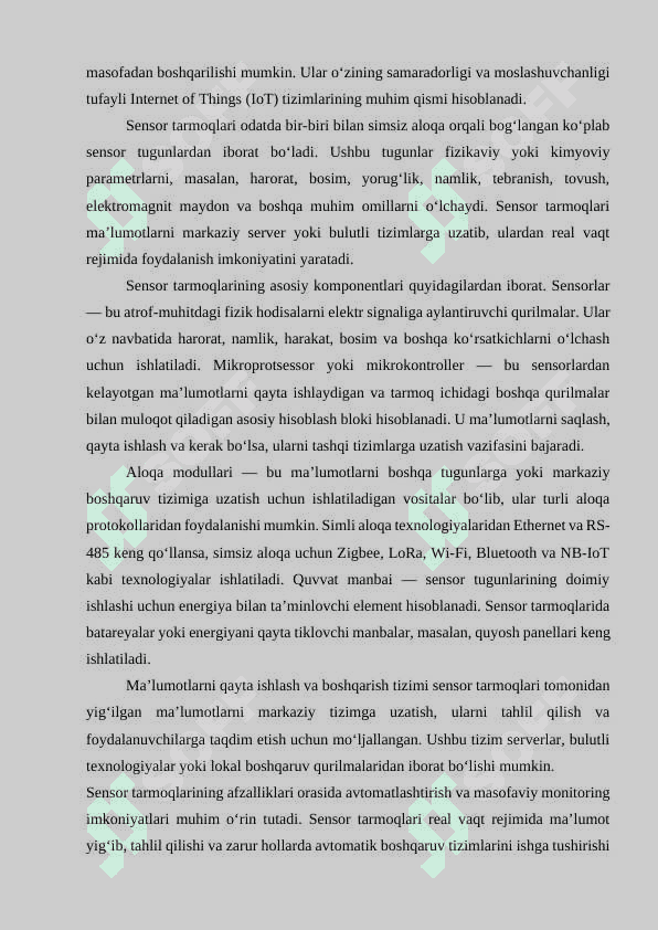 Sensor tarmoqlari va IoT qurilmalari 5