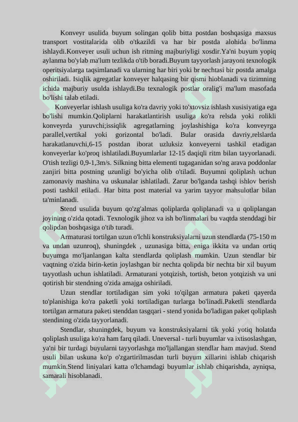Temir beton quvurlar ishlab chiqarish korxonasini loyihalash. Mahsuldorlik 25 ming m³ 8