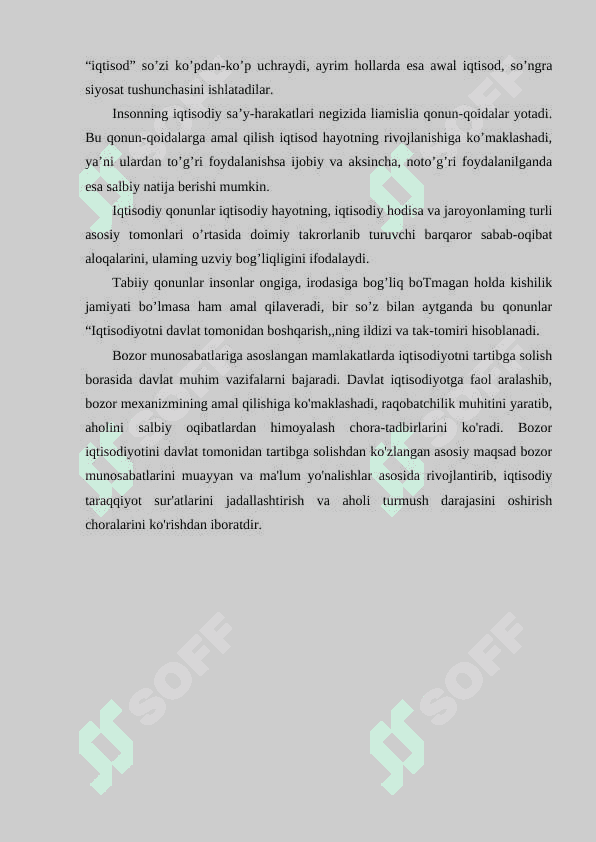 IQTISODIYOTNI DAVLAT TOMONIDAN TARTIBGA SOLISHNING MOHIYATI VA ZARURLIGI kurs ishi docx 5