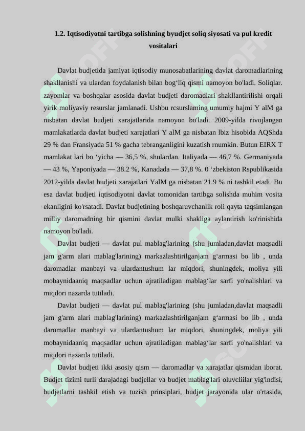 IQTISODIYOTNI DAVLAT TOMONIDAN TARTIBGA SOLISHNING MOHIYATI VA ZARURLIGI kurs ishi docx 8