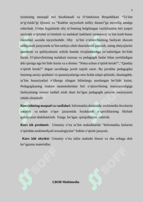 Multimediya texnologiyasi va undan o’quv jarayonida foydalanish 5