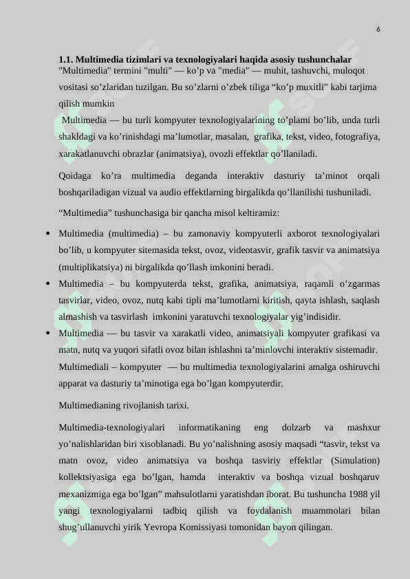 Multimediya texnologiyasi va undan o’quv jarayonida foydalanish 6
