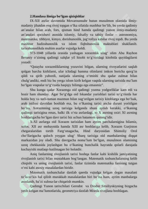Markaziy Osiyolik allomalarning bashariyat ilmiy taraqqiyotiga qo‘shgan ulushi 3