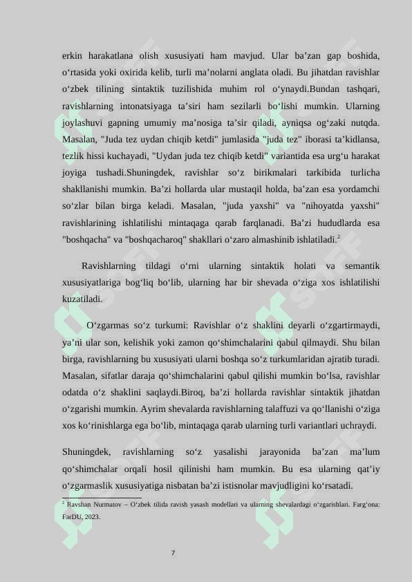 O‘zbek shevalarida ravish va uning yasalishi 7