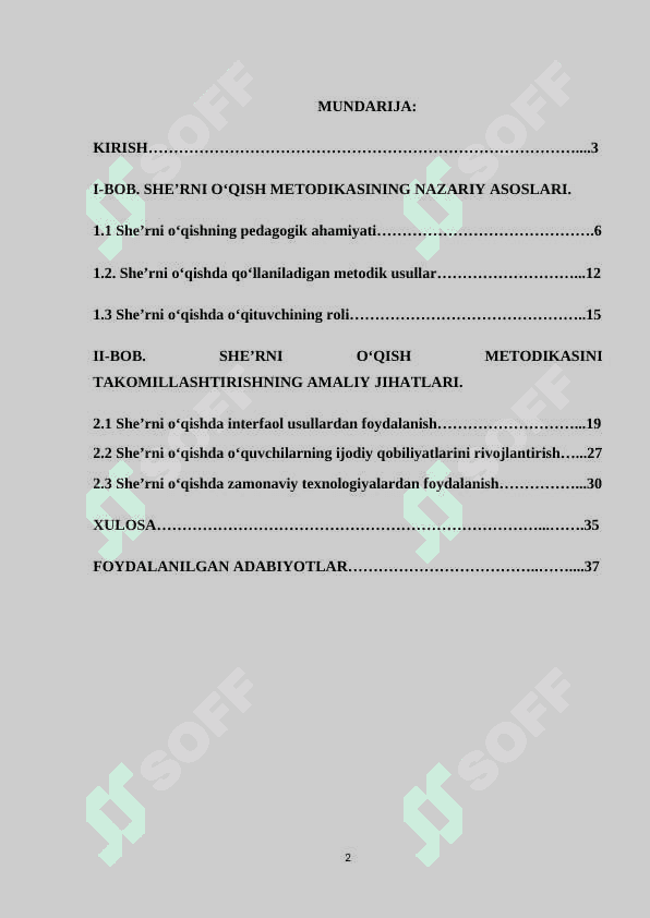 O'qish darslarida she'rni o'qish metodikasi. 2