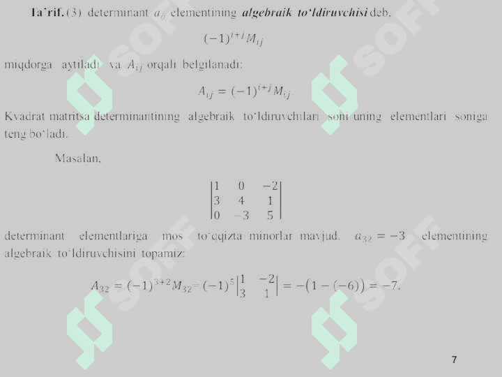DETERMINANTLAR VA  ULARNING  XOSSALARI 7