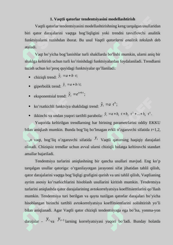 Vaqtlarqatorlar  turlari (trend modellari) 2