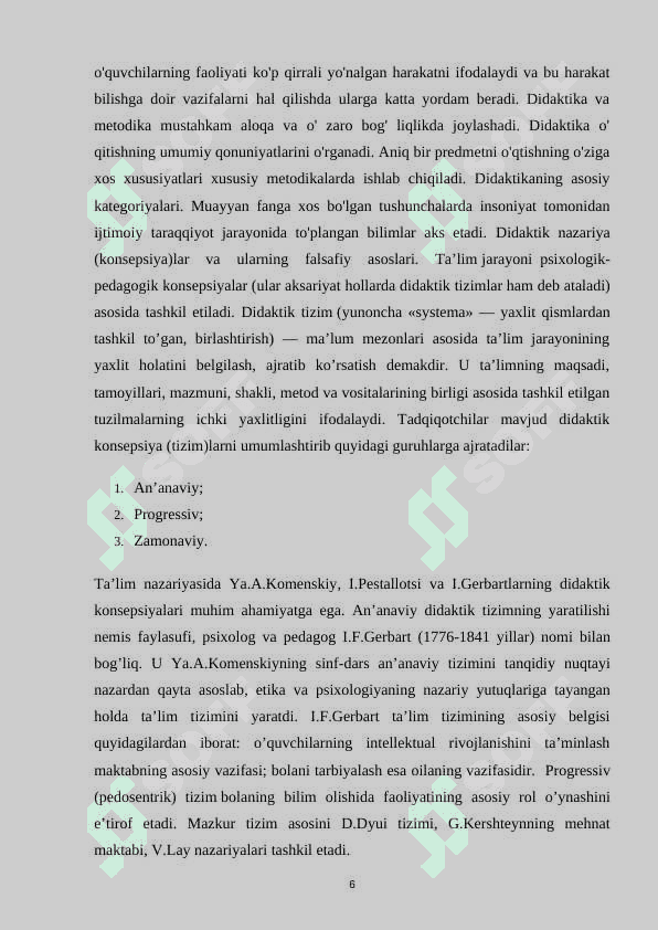 ZAMONAVIY DIDAKTIK KONTSEPTSIYALAR 6