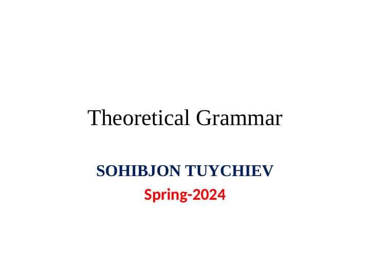 Theoretical Grammar lecture ppt