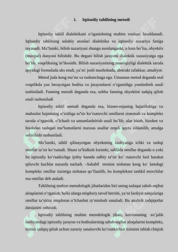 Iqtisodiy tahlil metodi xususyatlari 2