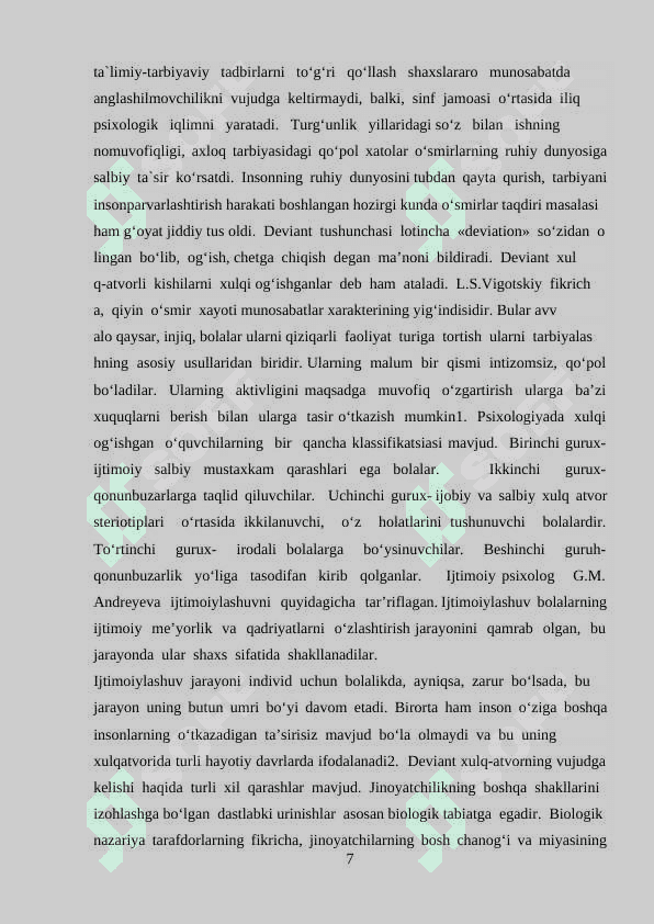 O’smirlarda devient xulq-atvor shakllanishida oilaviy nizolarning ta‘siri 7