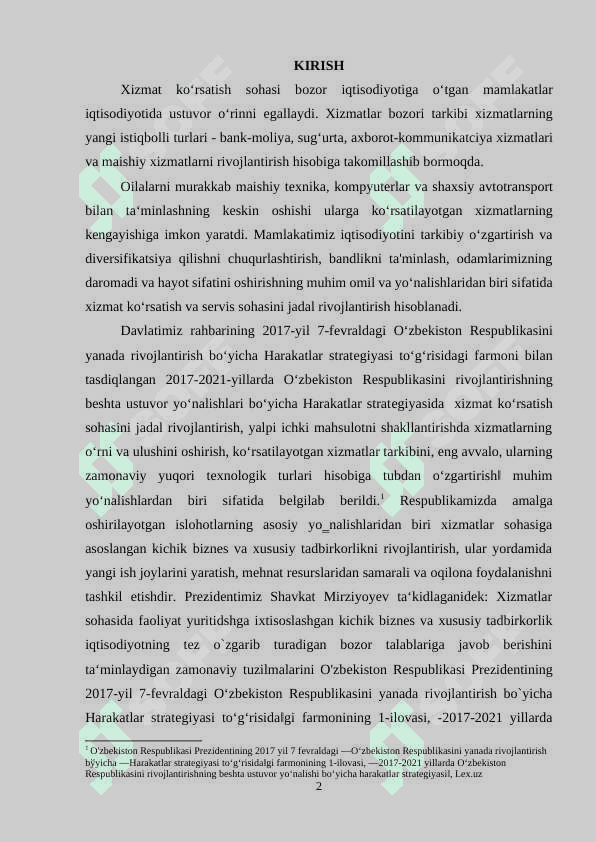 “O`zbekistonda xizmat ko`rsatish sohalari ” 2