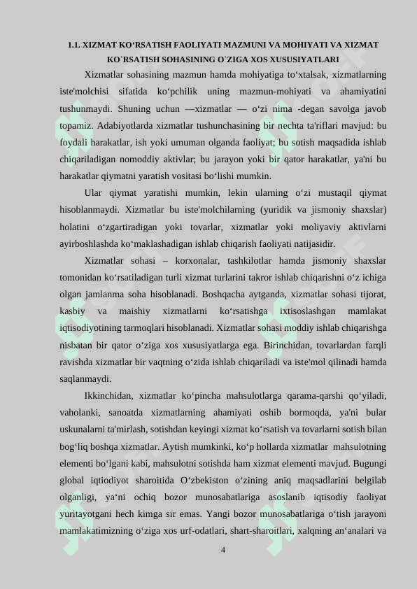“O`zbekistonda xizmat ko`rsatish sohalari ” 4