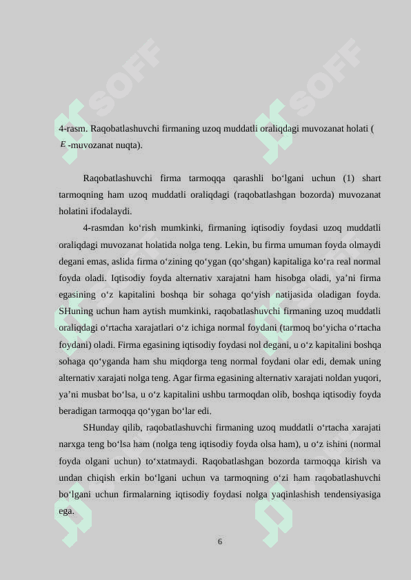Firma va tarmoqning uzoq muddatli oraliqdagi muvozanati 6