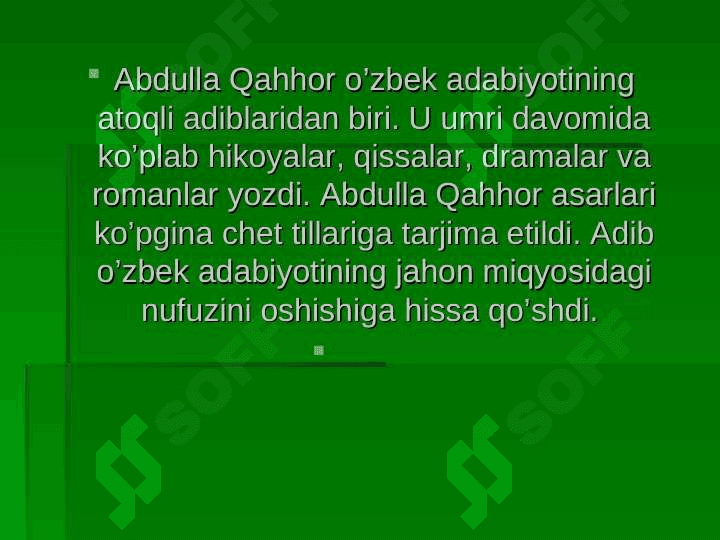 Abdulla Qahhorning hayoti va ijodi 3
