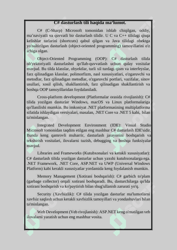 C# dasturlash tilida kod yozish qoidalari 3