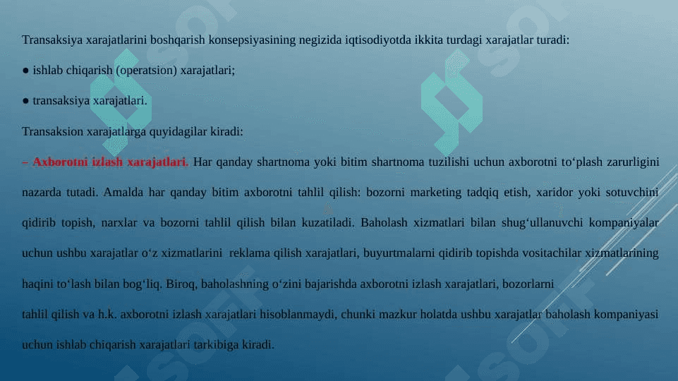 TRANSAKSIYALAR VA TRANSAKSION XARAJATLAR 4