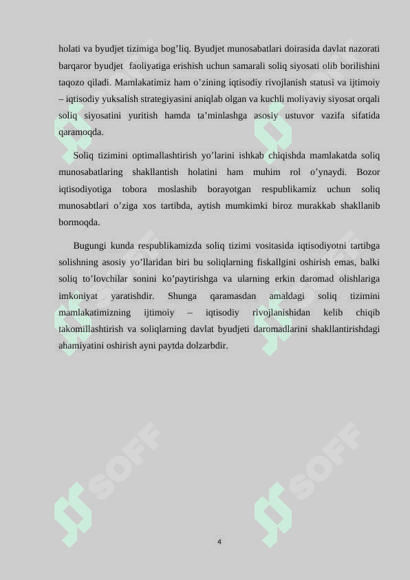 HOZIRGI SHAROITDA O’ZBEKISTON RESPUBLIKASIDA BYUDJET – SOLIQ SIYOSATI 4