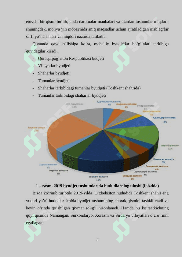 HOZIRGI SHAROITDA O’ZBEKISTON RESPUBLIKASIDA BYUDJET – SOLIQ SIYOSATI 8