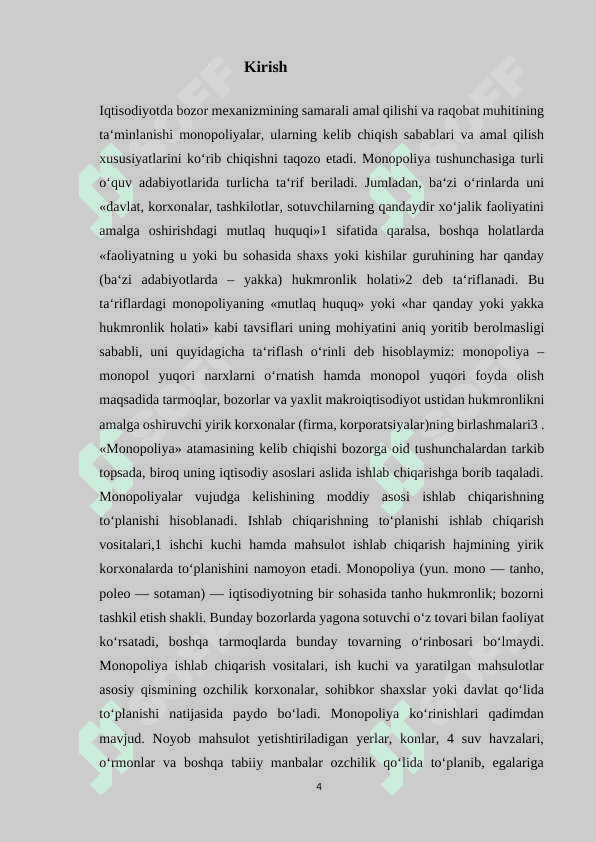 Monopoliyalar, ularning amal qilishi  va tartibga solish xususiyatlari 4
