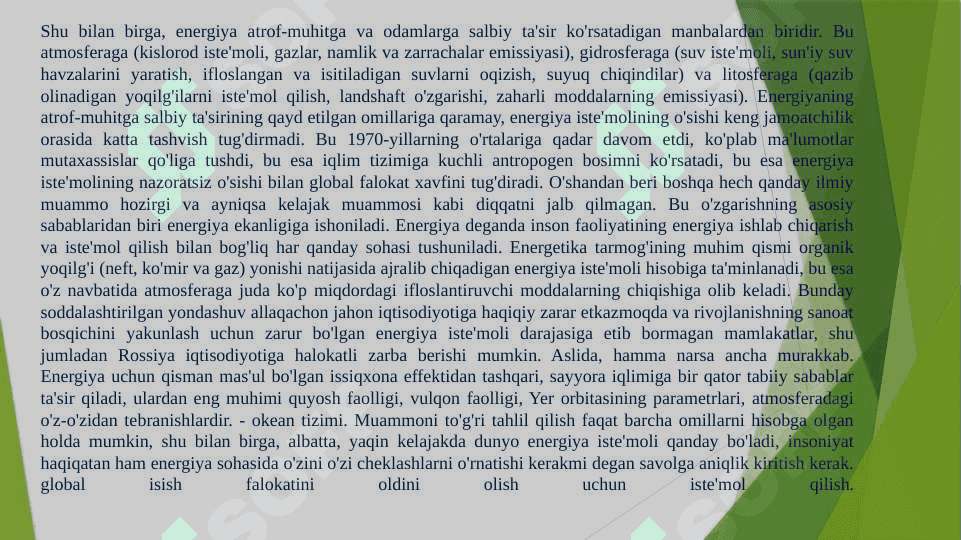 “Energiya, oziq ovqat, chuchuk suv va xomashyo muammolari” 4