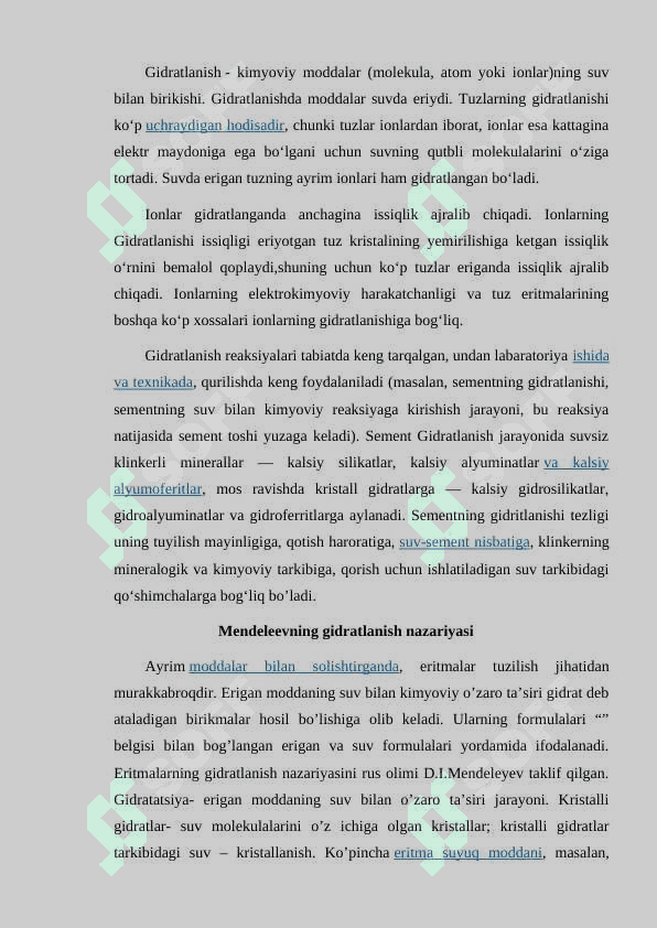 D.I.MENDELEYEVNING GIDRATLANISH NAZARIYASI 2