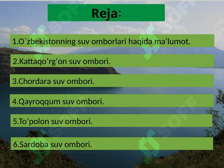 O‘zbekiston suv omborlari. 2