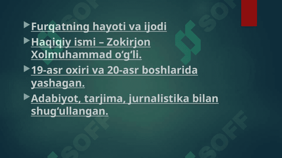Furqat she'riyatidagi ruscha o'zlashtirmalar 3