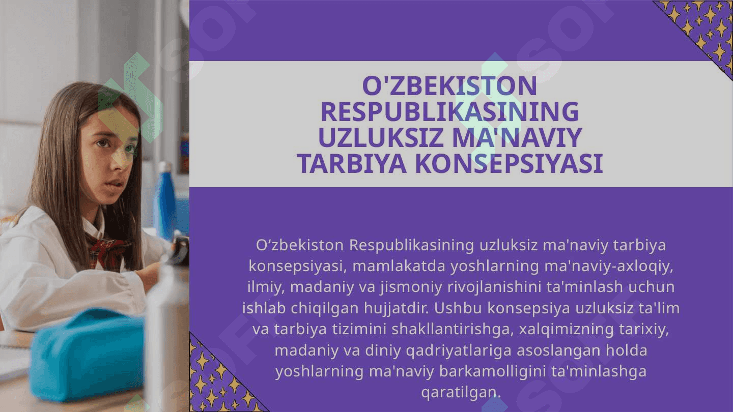 O'ZBEKISTON RESPUBLIKASINING UZLUKSIZ MA'NAVIY TARBIYA KONSEPSIYASI 2