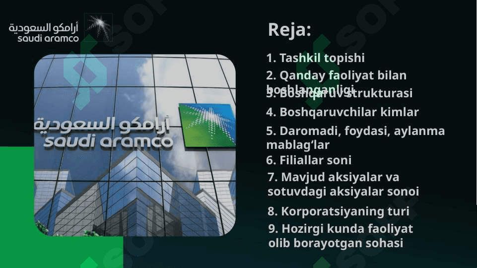 Saudi Aramco kompaniyasining korporativ boshqaruvi pptx 2